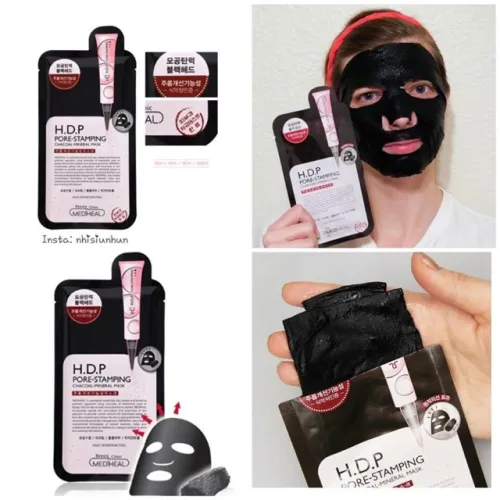 Mặt nạ than hoạt tính loại bỏ bã nhờn và làm mịn da (25ml) Mediheal H.D.P Pore-Stamping Black Mask EX.